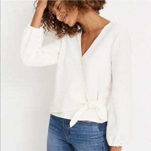 Madewell Texture & Thread Wrap Top in White. Medium